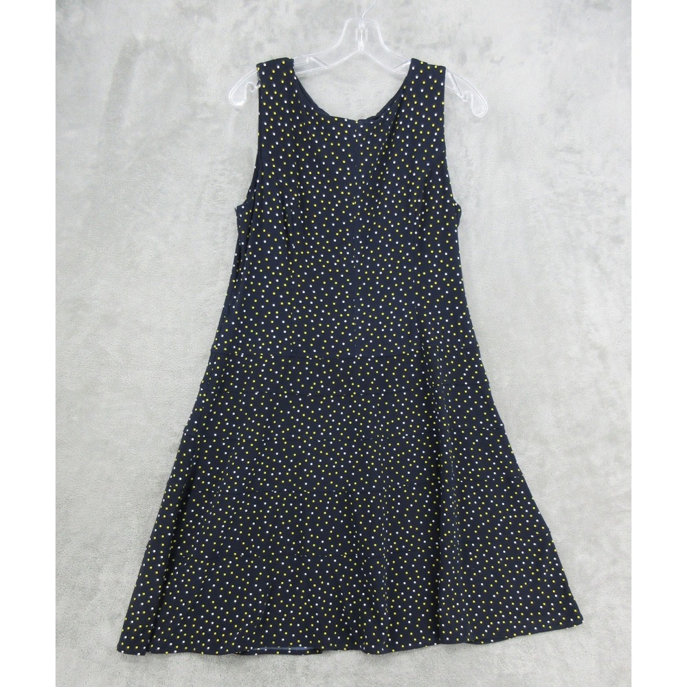 Tommy Hilfiger Dress Womens Size 12 Polka Dot A Line Career Knit Navy Yellow